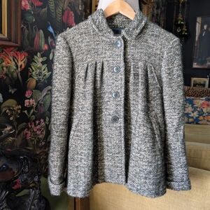 Jigsaw Wool Alpaca Swing Coat – Gray/Green Tweed, Size M